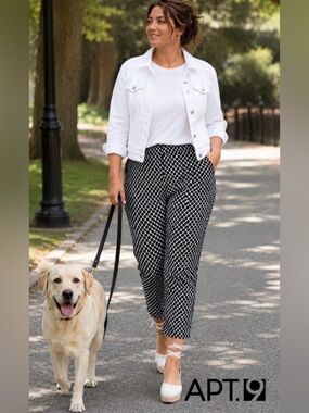 24W APT. 9 Straight Leg Printed Ankle Pants